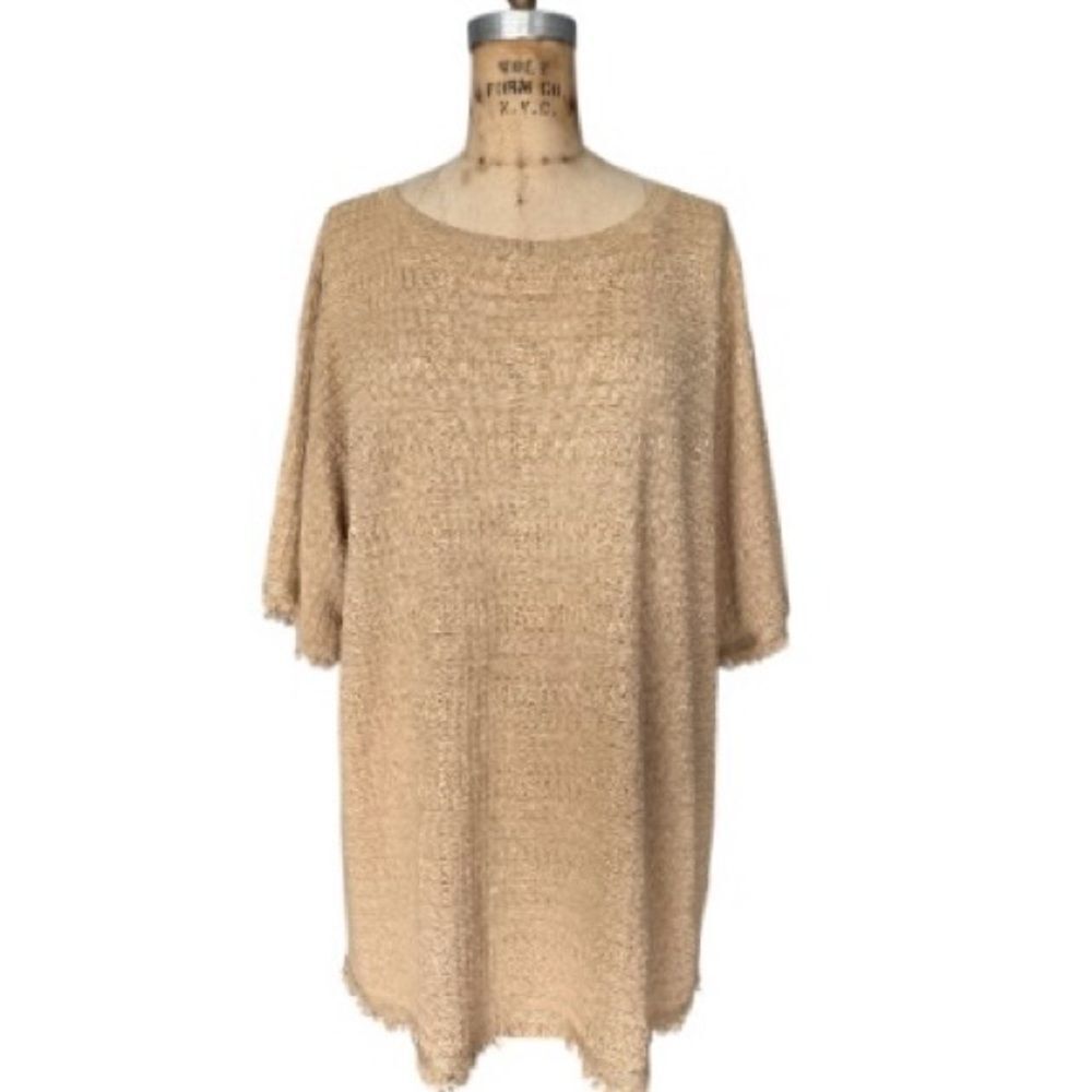 Zara Beige Knit Short Sleeve Top Size S